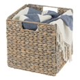 thumbnail image 6 of mDesign Hyacinth Woven Cube Bin Basket Organizer, Handles, 6 Pack, Gray Wash, 6 of 9
