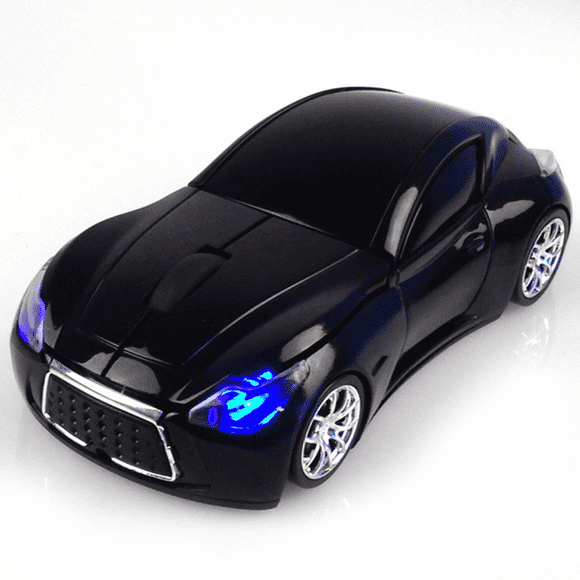 Hongkaii Car Wireless Mouse 2.4GHz Cool Sports Car Shape Wireless Mouse Optical Cordless Mouse with USB Receiver for PC Laptop 1600DPI 3 Buttons Black DZ#422-5523