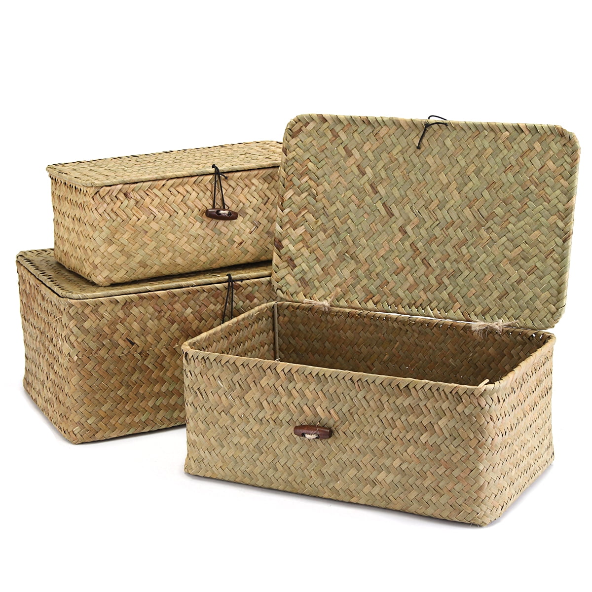 Seagrass Storage Basket Natural Decorative Handmade Woven Wicker