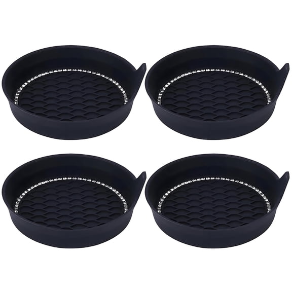 RIONIMA 4Pcs Car Coasters,Edge Design Non-Slip Insert for Cup Holders,Black