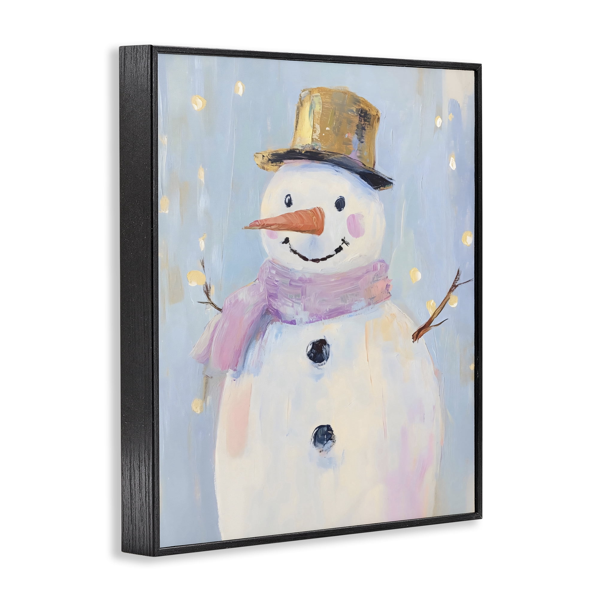 Stupell Industries Cheerful Pastel Snowman Black Framed Giclee Art, design by The Prints Vibe