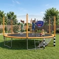 thumbnail image 3 of 16FT Trampoline with Soccer Goal, SEGMART Recreational Trampoline with Basketball Hoop and Ladder, Heavy Duty Outdoor Backyard Trampoline with Net for Kids and Adults, Green, 3 of 9
