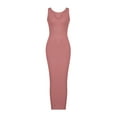 thumbnail image 3 of Women Sexy Bodycon Long Dress Deep V Neck Ribbed Tank Maxi Summer Dresses, 3 of 9