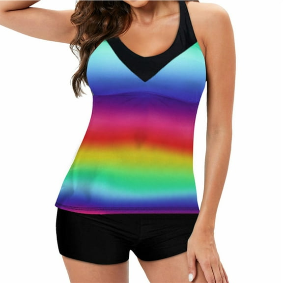 QLEICOM Womens Swimsuits Tummy Control Plus Size Swimsuit Coverup Fashion Bikini Set Swimsuit Two Piece Filled Solid Swimwear Beachwear Red XL