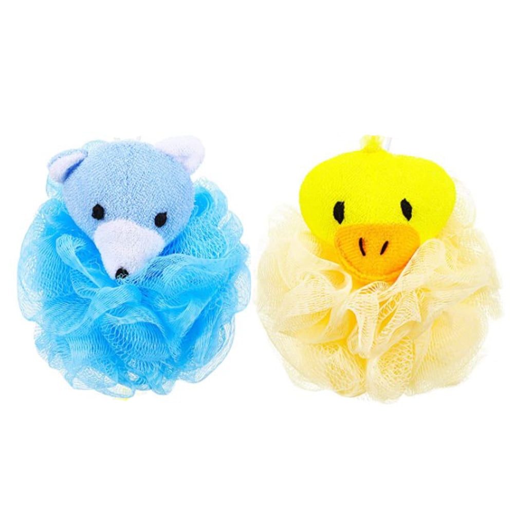 2Pcs Kids Baby Bath Sponge, Mesh Pouf Shower Sponge Soft Exfoliating