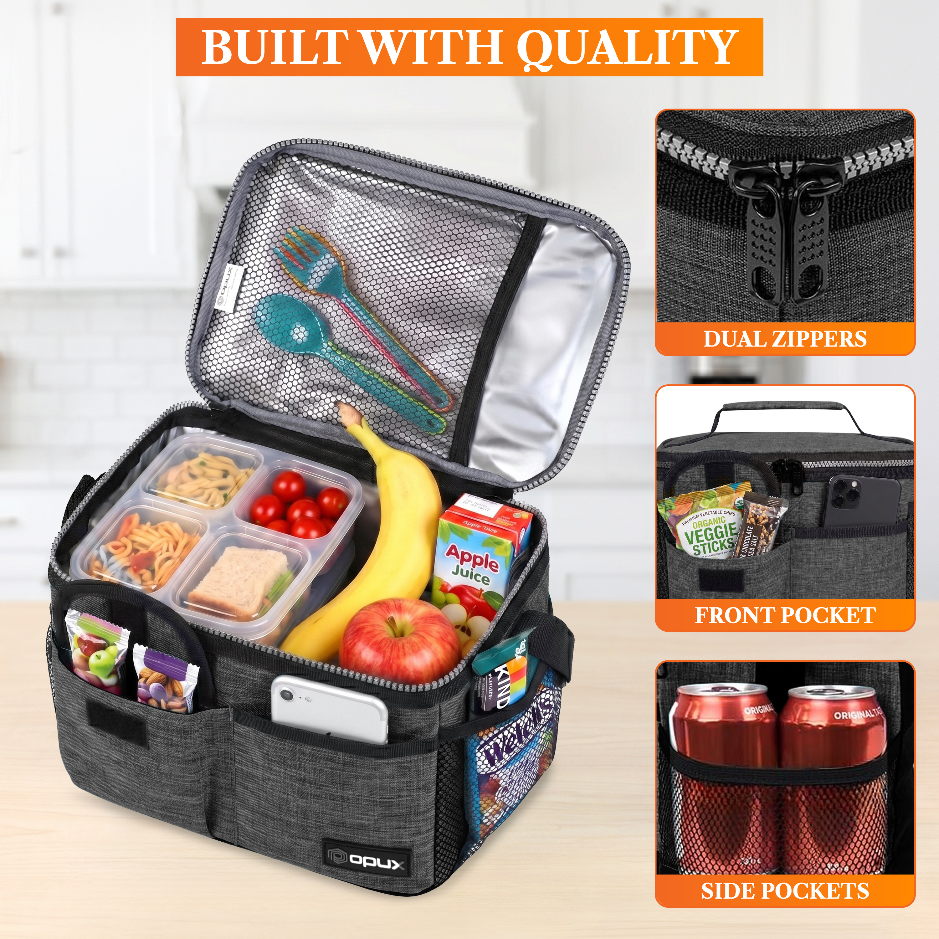 OPUX Insulated Lunch Box, Charcoal photo 5