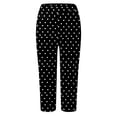 thumbnail image 4 of felwors High Waisted Polka Dot Print Capri Leggings Retro Vintage Stretchy Cropped Yoga Pants for Women Casual Summer Black for Size M, 4 of 4