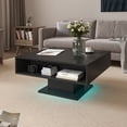 thumbnail image 3 of Black LED Lift Top Coffee Table: Square Wood Center Table with Hidden Storage for Living Room, Modern Design for Dining & Reception Areas, 3 of 9