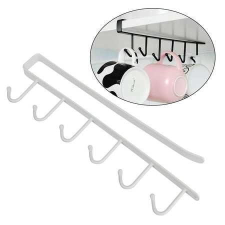 Kitchen Hanging Accessories Kitchen Storage Rack Cupboard Hook Hanger, Mug Hooks Under Cabinet Cups Wine Glasses Coffee Cups Storage Hook Holder Kitchen Utensil Ties Belts Scarf Hanging Hook Rack Holder (White/Black) ()