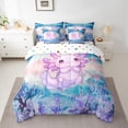 thumbnail image 2 of jejeloiu Pink Cute Axolotl 7-Piece Twin Bedding Sets,Ocean Aniaml Bedding Comforter Set,Watercolor Sealife Coral Sheet Sets For Girls Kids,Breathable Home Decor Reversible, 2 of 8