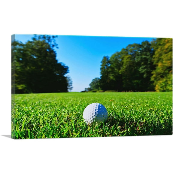 ARTCANVAS Golf Ball in Grass Canvas Art Print - Size: 26" x 18" (0.75" Deep)