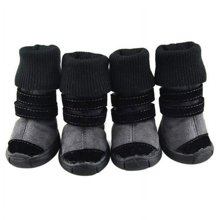 FNNMNNR Promotion Clearance! Thick Fur Pet Shoes Small Dogs Shoes Winter Warm Snow Boots for Teddy Poodle Black L