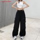 thumbnail image 1 of newswallow Vintage Bolsillos Cargo Pantalones Cordón Cintura Alta Streetwear Harajuku Holgado Pierna Ancha Mujeres Y2k Moda Coreana Fondos NWW Gao Jiahui  unisex, 1 of 2