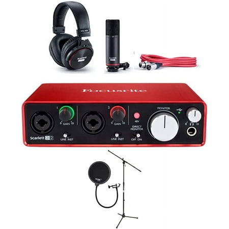 Focusrite SCARLETT Studio Pack w/CM25 Microphone, Headphones, 2i2, Code for Software Bundle Mic Cable, Boom Stand, and Pop Filter