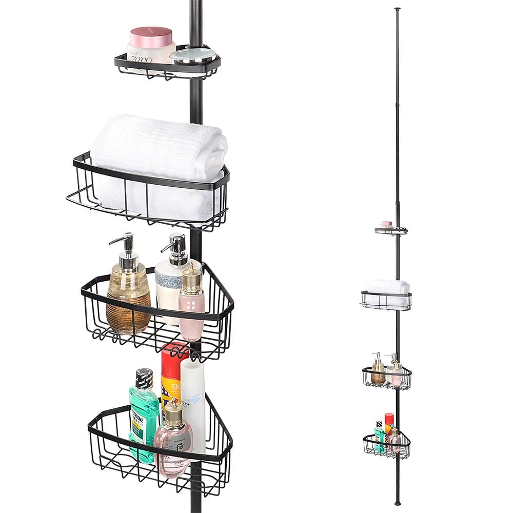 Tub and Shower Tension Pole Caddy Bathroom Shower Caddy Shelf , 4 tier