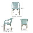 thumbnail image 4 of Baton Aluminum and Wicker Outdoor French Bistro Chairs, Set of 4, Light Teal, White, and Wood Print, 4 of 8
