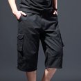 thumbnail image 5 of RYDCOT Cargo Shorts for Men Casual 3/4 Capri Pants with Pockets Long Below Knee Length Stretch Twill Cotton Relaxed Fit Capris for Hiking Work Black, 5 of 7