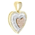 thumbnail image 2 of 10K Tri-Tone Gold Natural Baguette Diamond Womens Tier Halo Heart Pendant 3/4 CT, 2 of 6