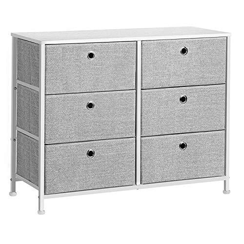 Mics Storage Dresser With 6 Drawers, Light Grey Dresser