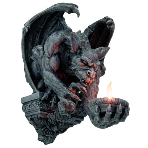 Menacing Winged Gargoyle Candle Holder Wall Sconce Sculpture Wall Decor