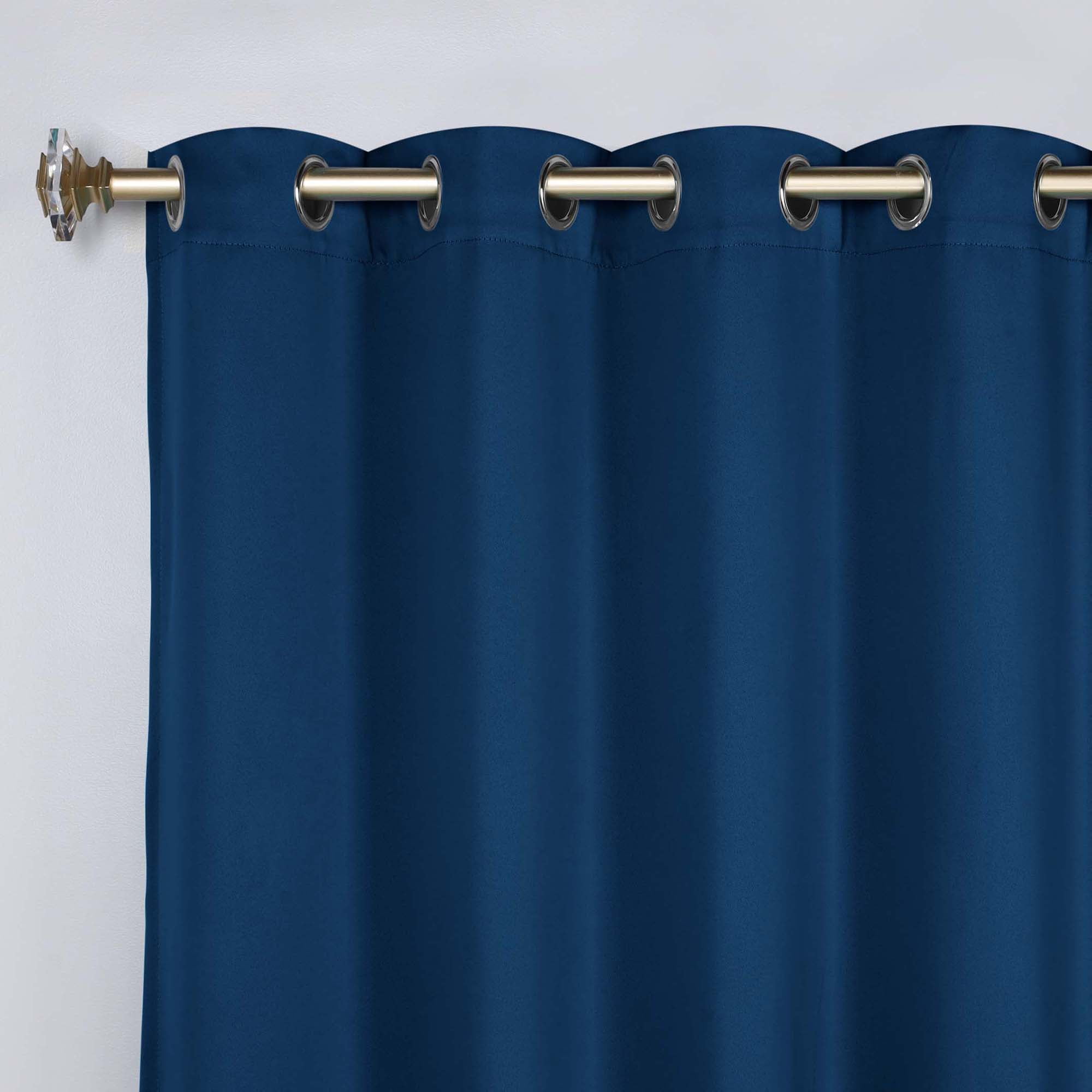 Superior Blackout Solid Light Filtering Grommet Curtain Panel Set, 52" x 120", Marine Blue