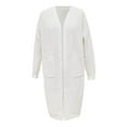thumbnail image 3 of Women's Maxi Length Cardigan, Loose Fit Knit Sweater Coat, Long Sleeve Open Front Duster, Solid Color Lounge Wear, Casual Oversized Cover Up Beige L, 3 of 6