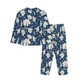 thumbnail image 2 of Wukai Lilies Flowers Print Women's Pajama Set - Soft Long Sleeve Sleepwear for Comfort and Style-Large, 2 of 9