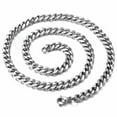 thumbnail image 3 of 16-36" Stainless Steel Silver Chain Cuban Curb Womens Mens Necklace 3/5/7/9/11mm, 3 of 4