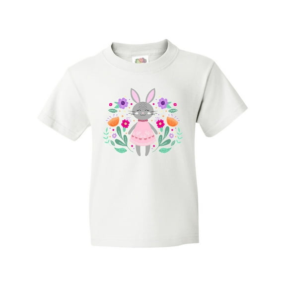 Inktastic Easter Scandinavian Bunny with Flowers Youth T-Shirt