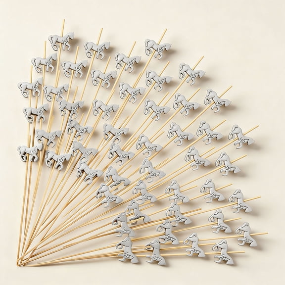 Club Horse Toothpicks for Appetizers Derby Club Skewers Disposable Bamboo Sandwich Fruit Cocktail Picks for Catered Events Buffet Party Decoration Holiday Supplies