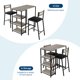 thumbnail image 4 of QinaQin Comedor de 3 piezas con almacenamiento, mesa compacta con estructura de hierro y acabado negro tipo madera, incluye 2 sillas tapizadas en PU, ideal para espacios pequeños, 4 of 8