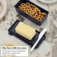 thumbnail image 6 of GUIGUI Butter Dish With Lid for Countertop, Butter Crock With Stainless Steel Multipurpose Butter Knife, Butter Container with Plastic Home Decor Kitchen Gift White 1 Pcs (Dark Blue), 6 of 6