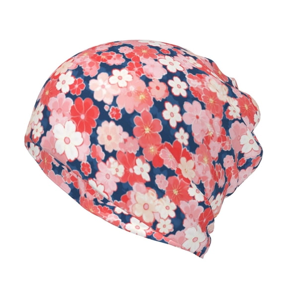 Vsdgher Japanese Cherry Blossoms Slouchy Beanie Hat for Men/Women, Skull Cap Chemo Cap Night Sleeping Cap