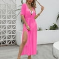 thumbnail image 5 of zaveiop Women Swimsuit Cover up Bikini Bathing Suit Sexy Deep V Neck Swim Beach Dresses Summer Beachwear (Hot Pink, One Size), 5 of 7