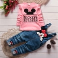 thumbnail image 4 of Conjunto de ropa de 2 piezas para niños, mono de manga larga de Minnie Mouse de Disney, color Beige, trajes informales de 1 a 4 años, otoño, 4 of 5