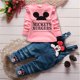 thumbnail image 2 of Conjunto de 2 piezas de Minnie Mouse de Disney para niños y niñas, ropa de manga larga con bordado 3D de dibujos animados, mono bonito para otoño, 2 of 5