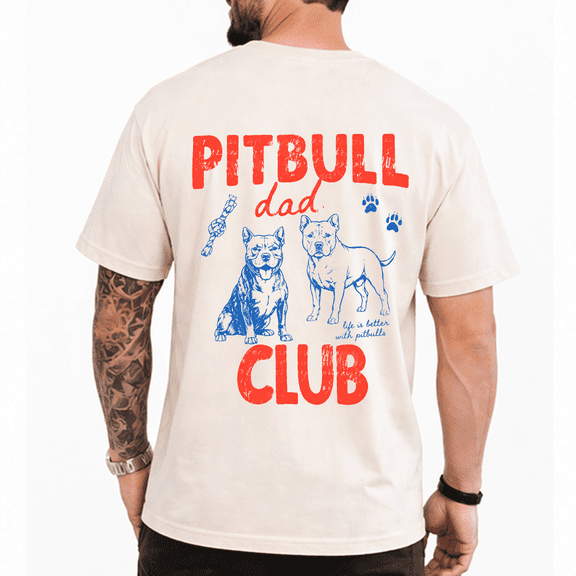 Mens Funny Pitbull Dad T Shirts Pitbull Club Fathers Day Graphic Tee for Men Dog Lover Graphic Tees