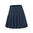 thumbnail image 2 of A2Y Women's Solid Zipper Pleated Mini Skirts Navy M, 2 of 3