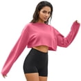 thumbnail image 4 of PFRNLF Cropped Sweatshirts for Women Summer Oversized Long Sleeve Crewneck Pullover Crop Tops, 4 of 9