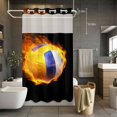 thumbnail image 2 of No Hook Shower Curtain with Snap in Liner, Abstract Flame Volleyball Waterproof Fabric Bathroom Curtain Mesh Top Window, Modern Sport Art Shower Curtains 36x72in, 2 of 9