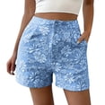 thumbnail image 2 of OIUUAK Women's Floral Shorts High Waisted Boho Summer Shorts with Pocket, Cotton Shorts for Woman, Linen Shorts Women, Cotton Linen Shorts for Women, 2 of 2