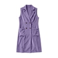 thumbnail image 4 of FchengtaiS Womens Corduroy Long Vest Double Breasted Sleeveless Blazer Jackets Business Casual Fall Outerwear Outfits with Pockets, 4 of 6