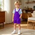 thumbnail image 2 of VeFlora Boys Overalls Summer Outfits Adjustable Strap Long Pants Casual Sleeveless Rompers Jumpsuits with Pockets(Purple/6-7 Years), 2 of 6