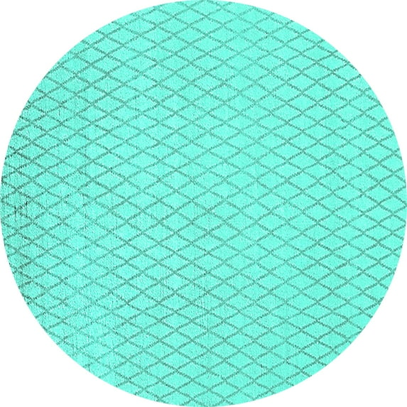Ahgly Company Indoor Round Solid Turquoise Blue Modern Area Rugs, 8' Round