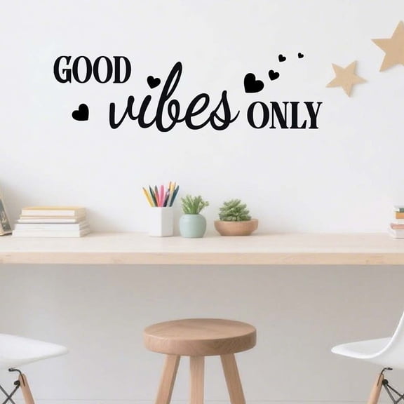 Inspirational Quotes and Heart Wall Stickers Good Vibes Only Wall Decal Black Vinyl Art Decor Office Walls Art Murals