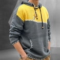 thumbnail image 6 of UVEASISHA Knit Sweater Hoodies for Men Vintage Colorblock Patches Pullover Sweaters Zip Up Drawstring Hooded Jumper Tops 2025 Fall Fashion Knitted Sweatshirt Yellow S, 6 of 8