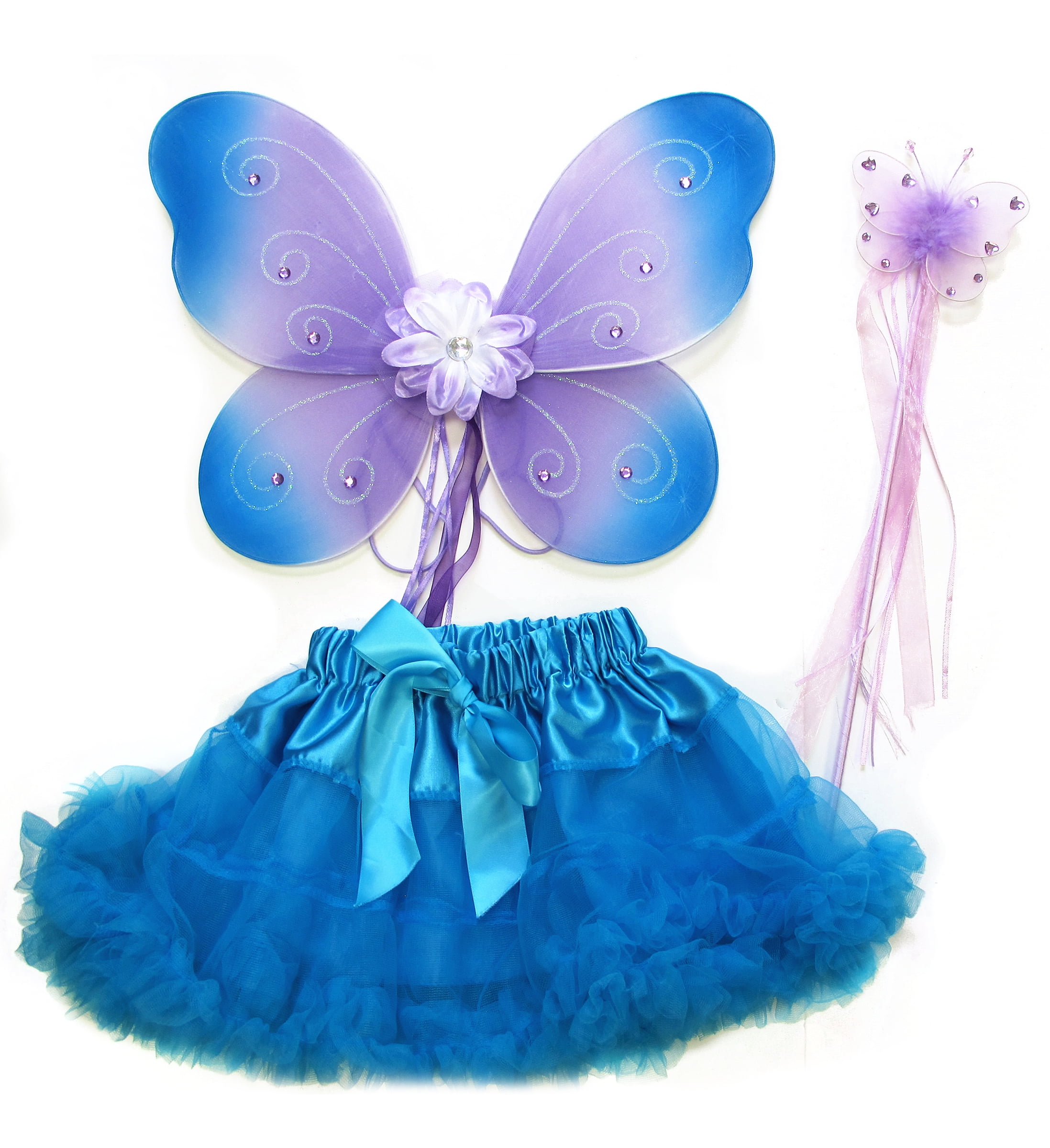 3pc//set Kid baby Girl Fairy Butterfly Wings Wand Fancy Dress Dance Party Costume