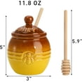 thumbnail image 2 of HAHADAXA Set of 2 Ceramic Honey Pot with Wood Dipper and Lid, 11.8 Oz Yellow Honey Jar Bee Embossed Honey Storage Container for Kitchen, Decoration, Coffee/Tea Bar, 2 of 7