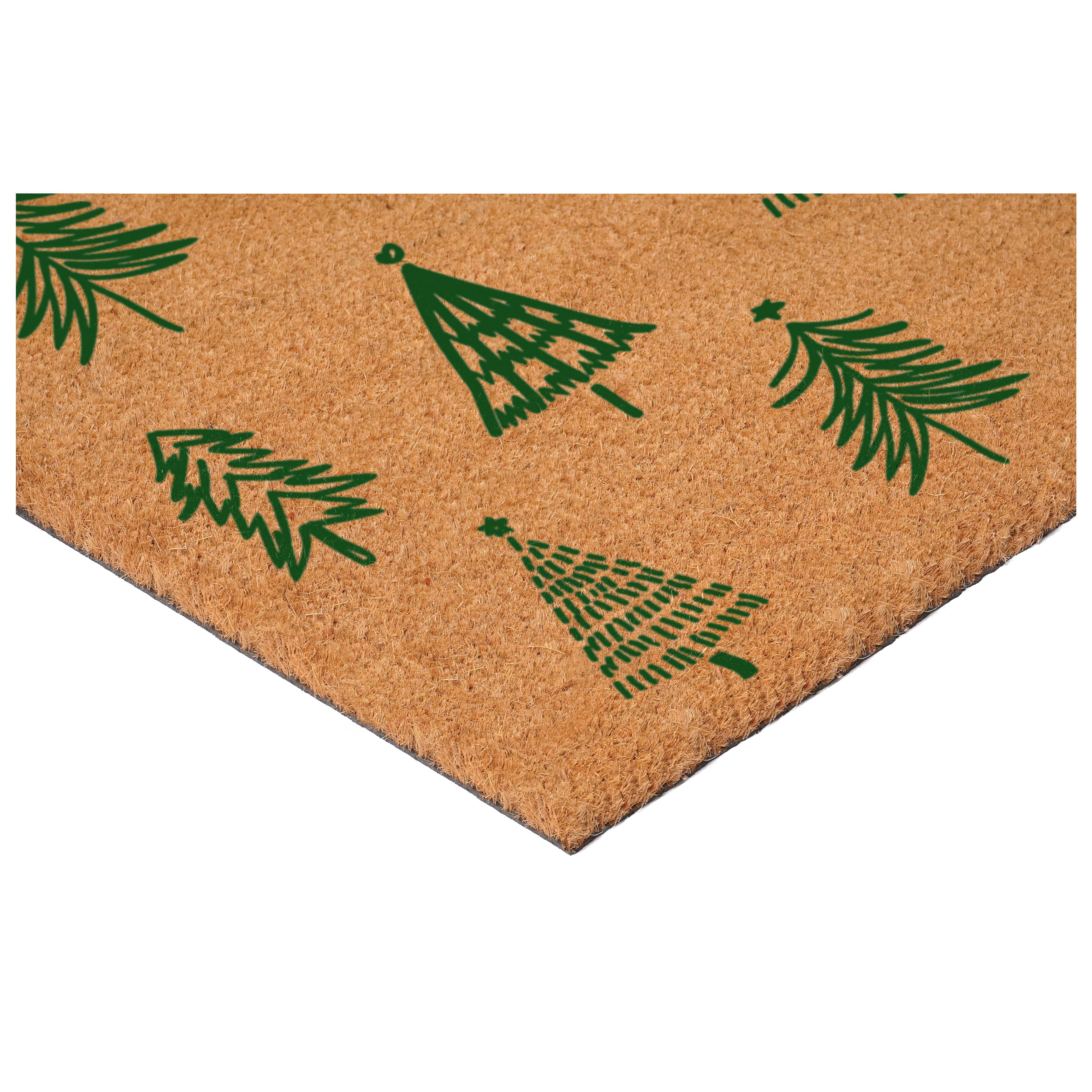 Green Christmas Tree Farm Doormat 24" x 36"