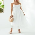 thumbnail image 4 of Robe de Bal Patchwork en Tulle Sans Manches Col en V Blanche d'Été pour Femmes, 4 of 9